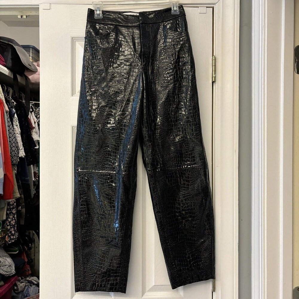 Loeil Black Crocodile Lined Pants With Pockets. Fall Winter 2019. Designer Sz 2